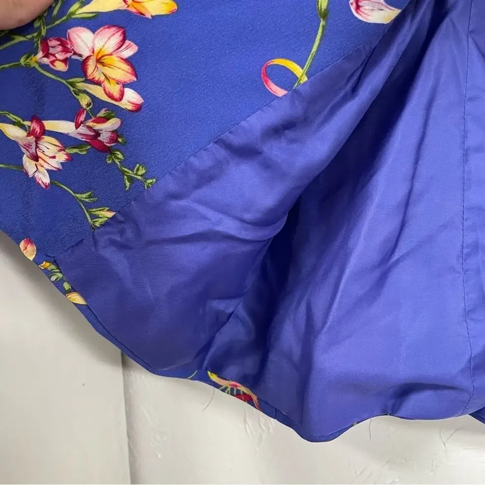 Vintage Herman Geist Blue Floral Print Blazer & Maxi Dress 2 Piece Matching Set